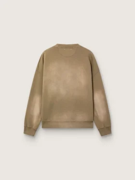 Unisex-sweatshirt i militärgrön bomull med blekt utseende och broderad logotyp