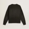 Unisex-sweatshirt i sliten svart bomull med broderad logotyp