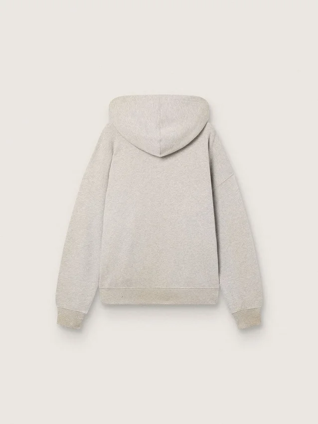 Unisex-sweatshirt med huva i grå bomull med vintageflagga-tryck
