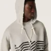 Unisex-sweatshirt med huva i grå bomull med vintageflagga-tryck