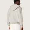 Unisex-sweatshirt med huva i grå bomull med vintageflagga-tryck