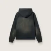 Unisex-sweatshirt med huva i svart bomull med blekt effekt