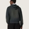 Unisex-sweatshirt med huva i svart bomull med blekt effekt