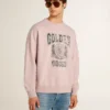 Unisex-sweatshirt med rund hals i färgen Old Rose och grönt logotryck