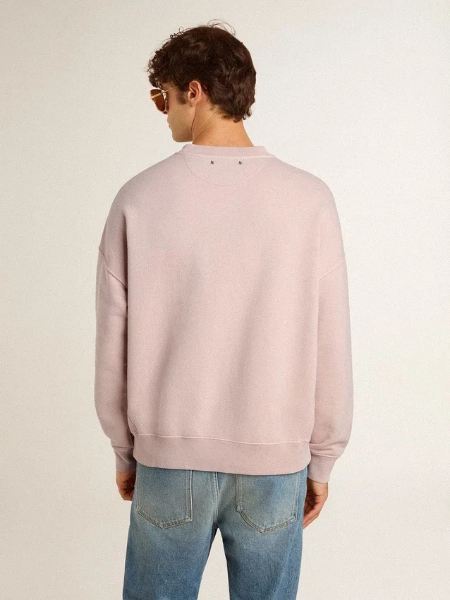 Unisex-sweatshirt med rund hals i färgen Old Rose och grönt logotryck