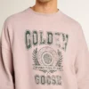 Unisex-sweatshirt med rund hals i färgen Old Rose och grönt logotryck