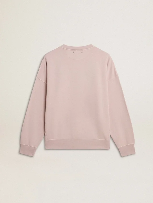 Unisex-sweatshirt med rund hals i färgen Old Rose och grönt logotryck