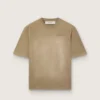 Unisex-t-shirt i beige bomullsjersey med broderad logotyp