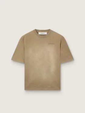 Unisex-t-shirt i beige bomullsjersey med broderad logotyp