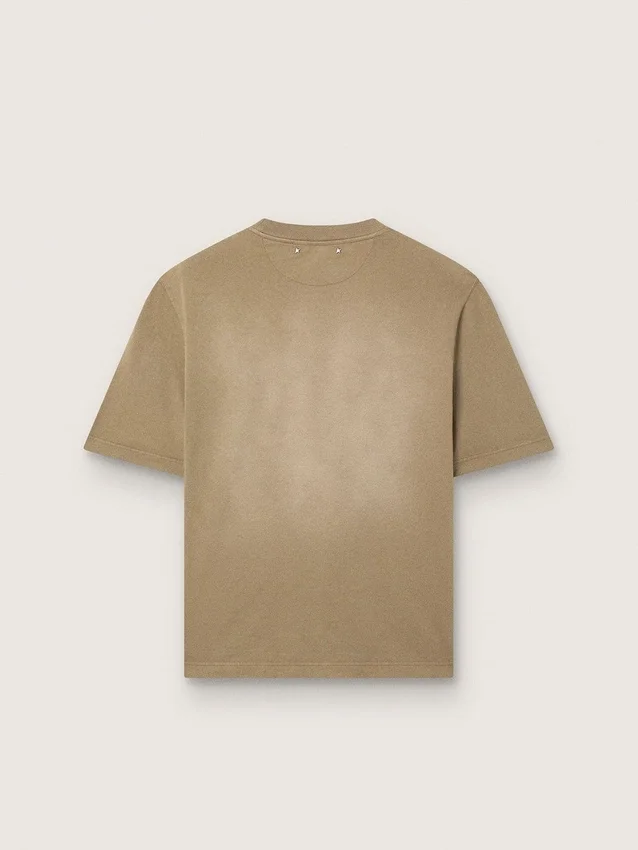 Unisex-t-shirt i beige bomullsjersey med broderad logotyp