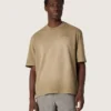 Unisex-t-shirt i beige bomullsjersey med broderad logotyp