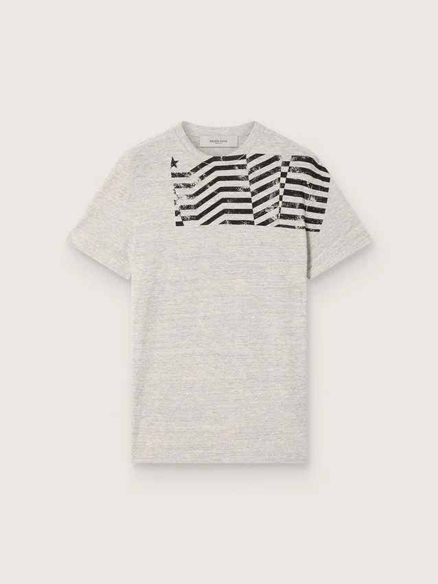 Unisex-t-shirt i grå melerad jersey med flaggtryck