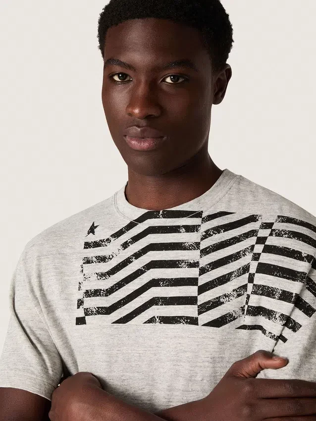 Unisex-t-shirt i grå melerad jersey med flaggtryck