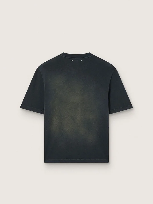 Unisex-t-shirt i svart bomullsjersey med broderad logotyp
