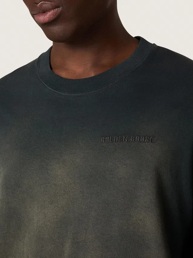 Unisex-t-shirt i svart bomullsjersey med broderad logotyp
