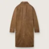 Unisex-trenchcoat i brun vaxad twill med läderdetaljer