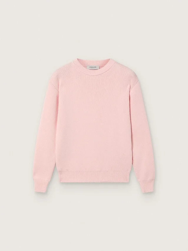 Unisex-tröja i rosa ribbat tyg från Golden för barn med Golden-logotyp på ryggen