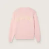 Unisex-tröja i rosa ribbat tyg från Golden för barn med Golden-logotyp på ryggen