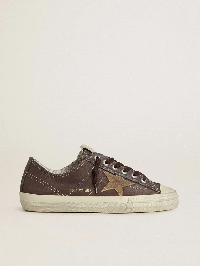 V-Star för dam i brunt nubuck med tobaksfärgad stjärna i mocka