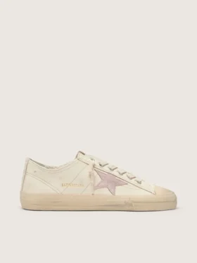 V-Star i beige nappaläder med stjärna i gammelrosa mocka