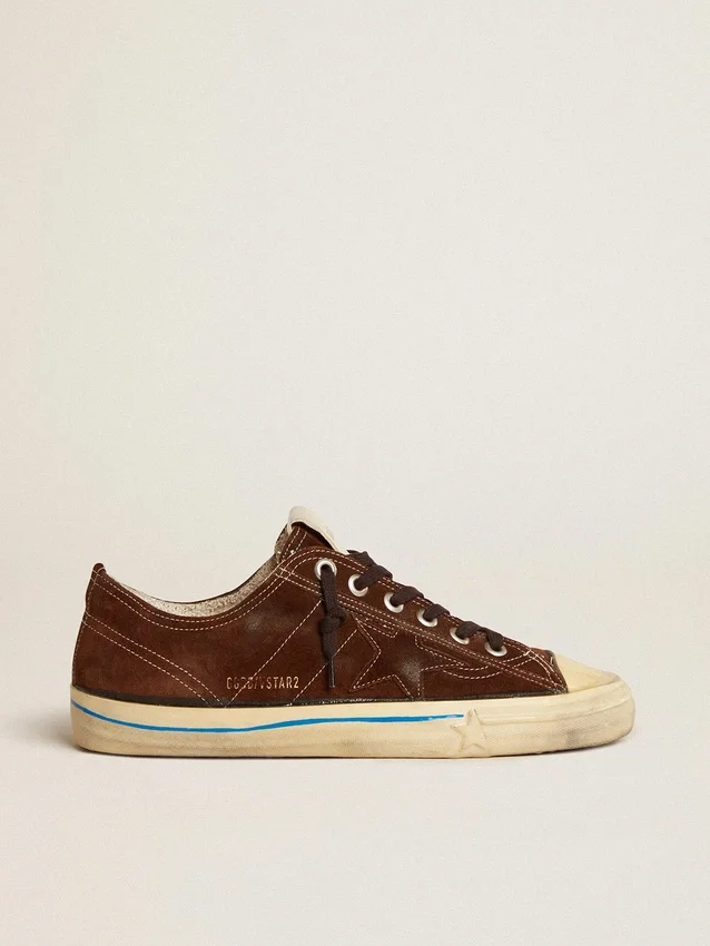 V-Star LTD-sneakers för herr i mörkbrunt mocka med ton-i-ton-stjärna