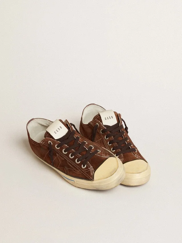 V-Star LTD-sneakers för herr i mörkbrunt mocka med ton-i-ton-stjärna