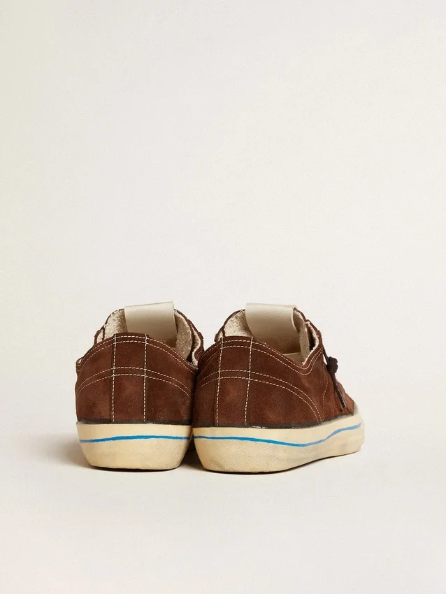 V-Star LTD-sneakers för herr i mörkbrunt mocka med ton-i-ton-stjärna