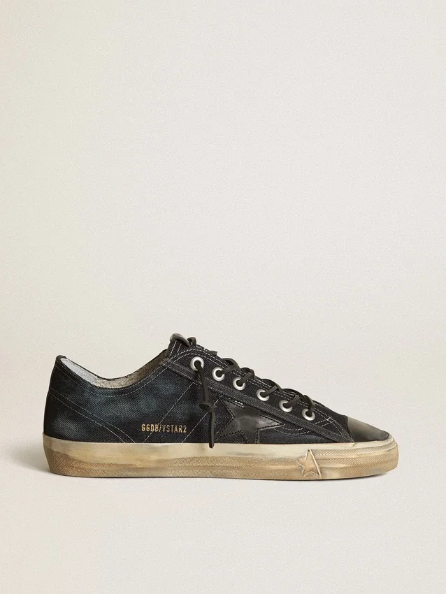 V-Star-sneakers i midnattsblå denim med svart läderstjärna och tå