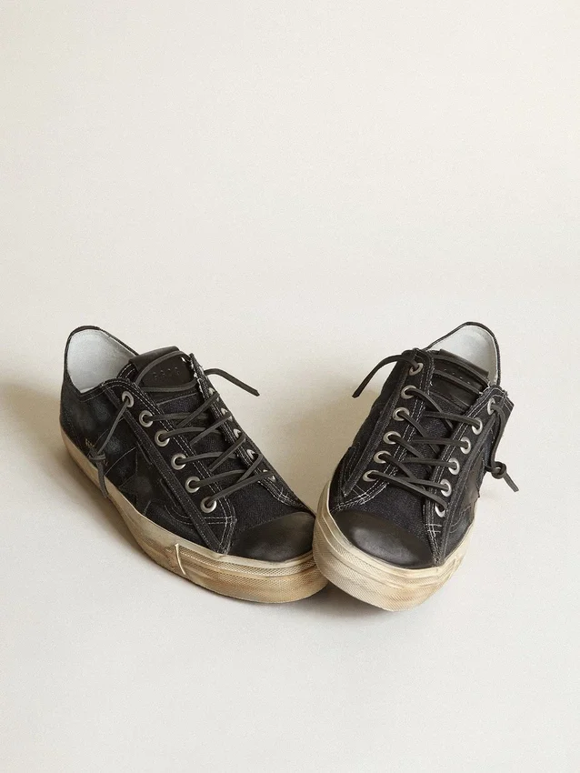 V-Star-sneakers i midnattsblå denim med svart läderstjärna och tå
