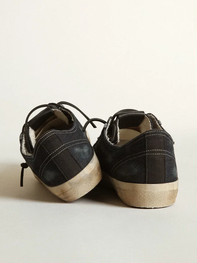 V-Star-sneakers i midnattsblå denim med svart läderstjärna och tå