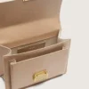 Venezia-väska i beige brust läder med gulddetaljer