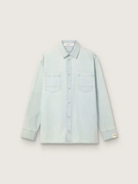 Över skjorta för herr i ljusblå denim
