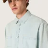 Över skjorta för herr i ljusblå denim