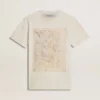 Vit dam-T-shirt med blommönster