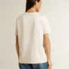 Vit dam-T-shirt med blommönster