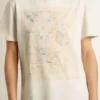 Vit dam-T-shirt med blommönster