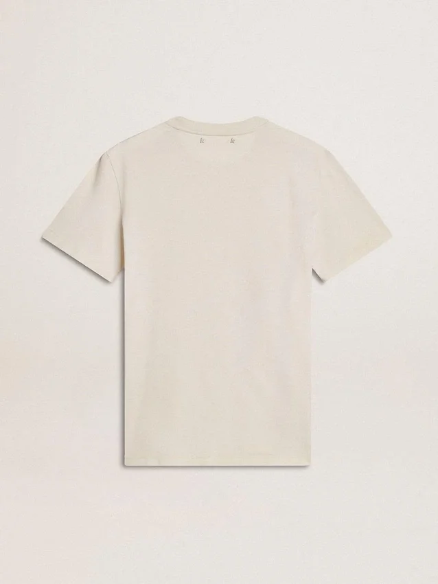 Vit dam-T-shirt med blommönster