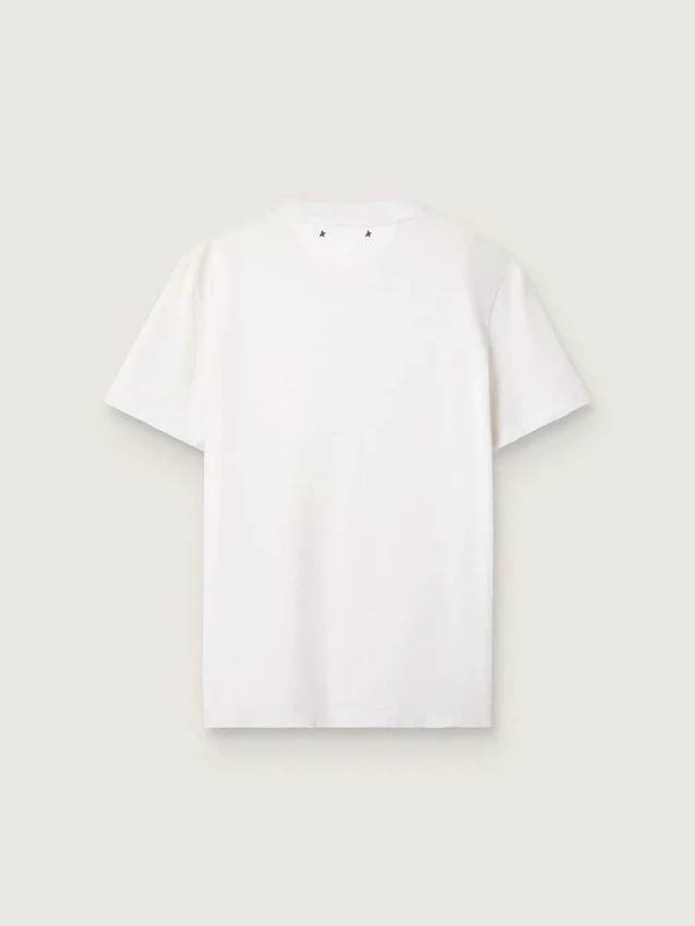 Vit dam-T-shirt med cabochon-kristaller