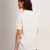 Vit dam-T-shirt med cabochon-kristaller