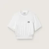 Vit kort sport-T-shirt för dam