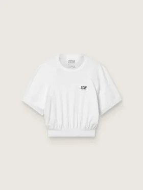 Vit kort sport-T-shirt för dam
