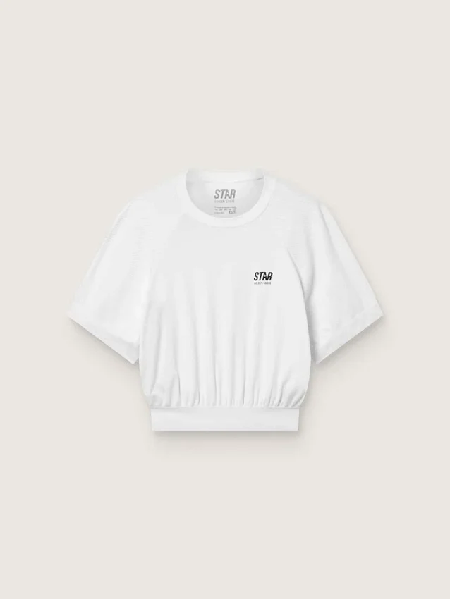 Vit kort sport-T-shirt för dam