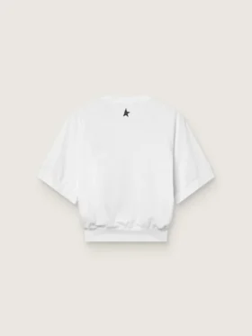 Vit kort sport-T-shirt för dam
