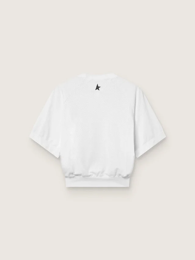 Vit kort sport-T-shirt för dam