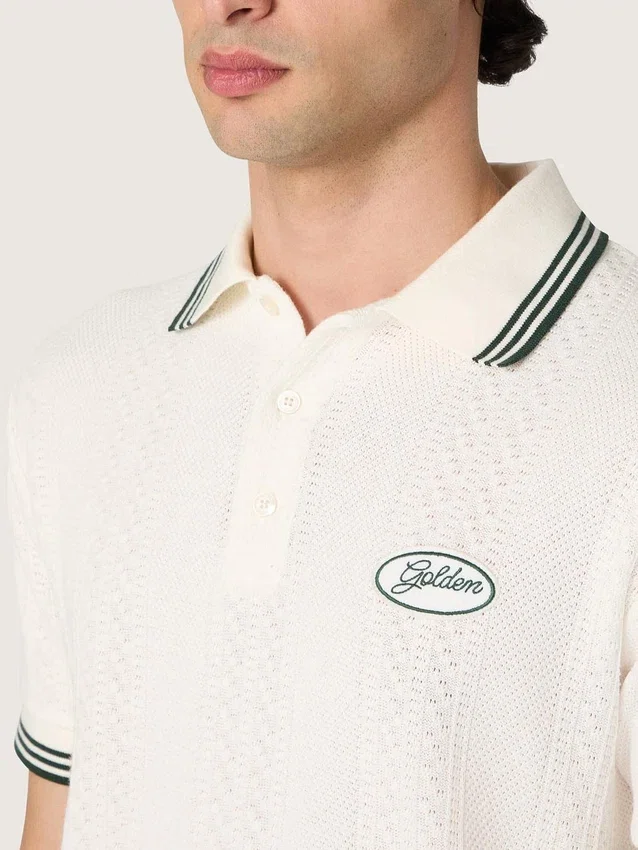 Vit skjorta för herr i bomull med genombrutet jacquardmönster