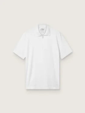 Vit sportpolotröja med dragkedja för herr