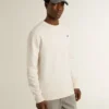 Vit sweatshirt för herr med tryck på ryggen