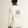 Vit sweatshirt för herr med tryck på ryggen