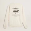 Vit sweatshirt för herr med tryck på ryggen