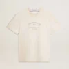 Vit T-shirt för herr i vintage-stil med tryck på framsidan